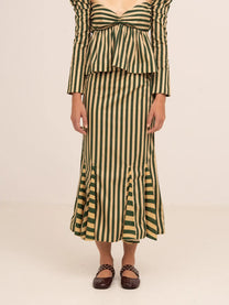 Garland Midi Green Striped Skirt