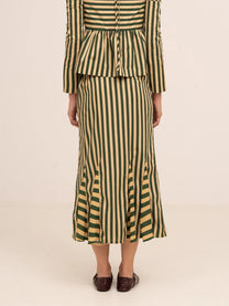 Garland Midi Green Striped Skirt
