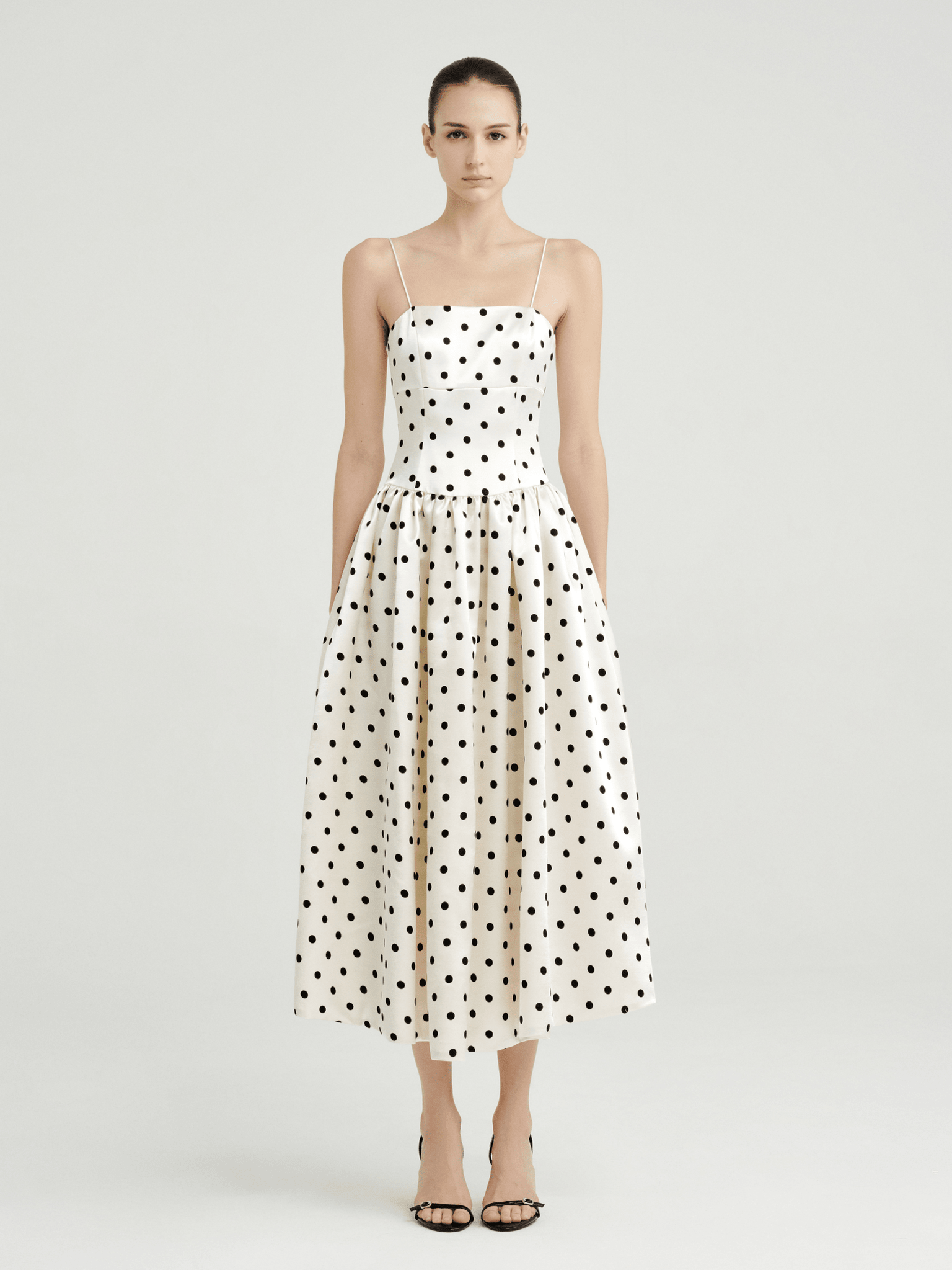 Amelie Polka Dot Satin Dress