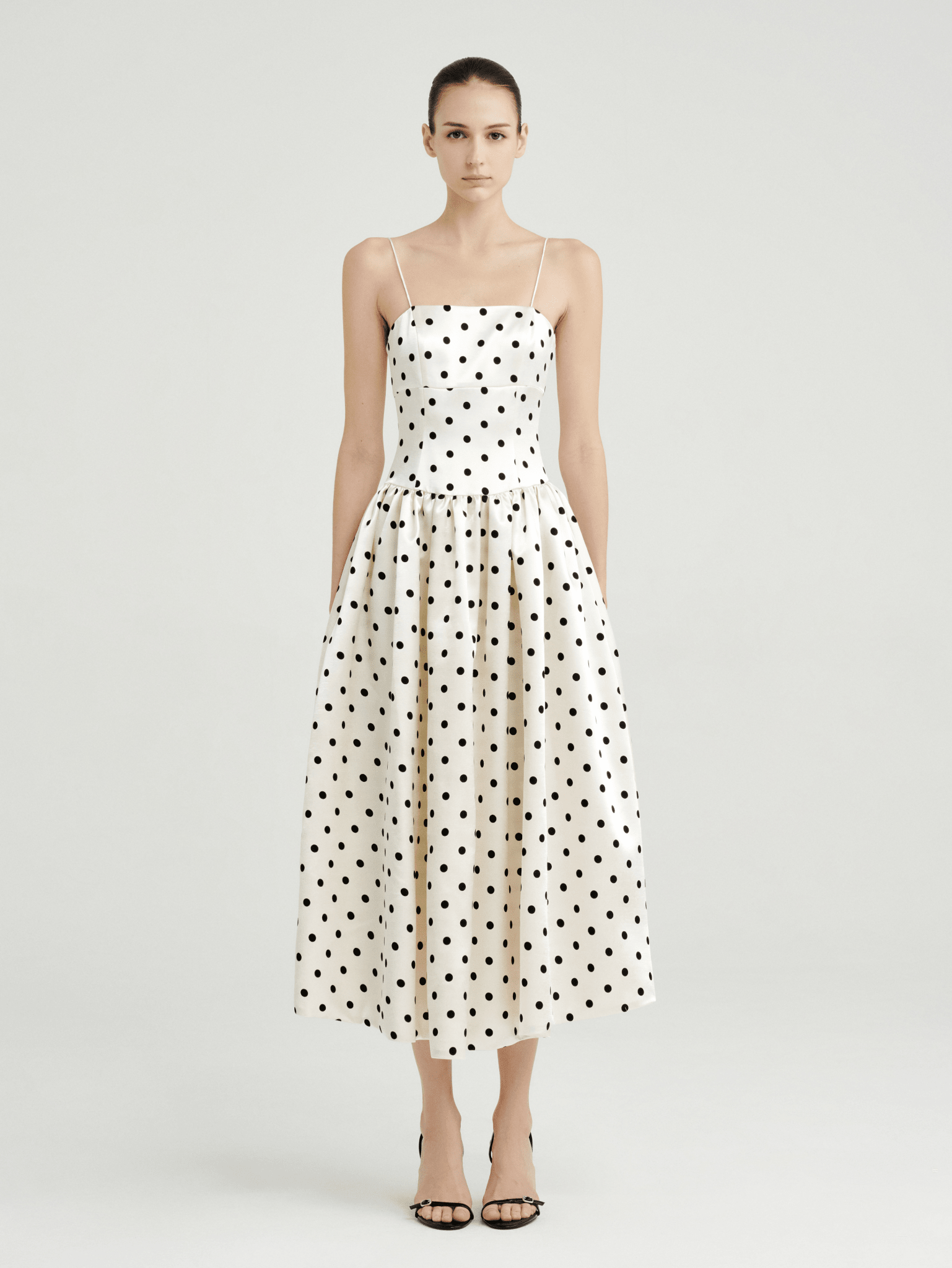 Amelie Polka Dot Satin Dress