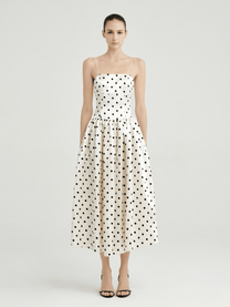 Amelie Polka Dot Satin Dress