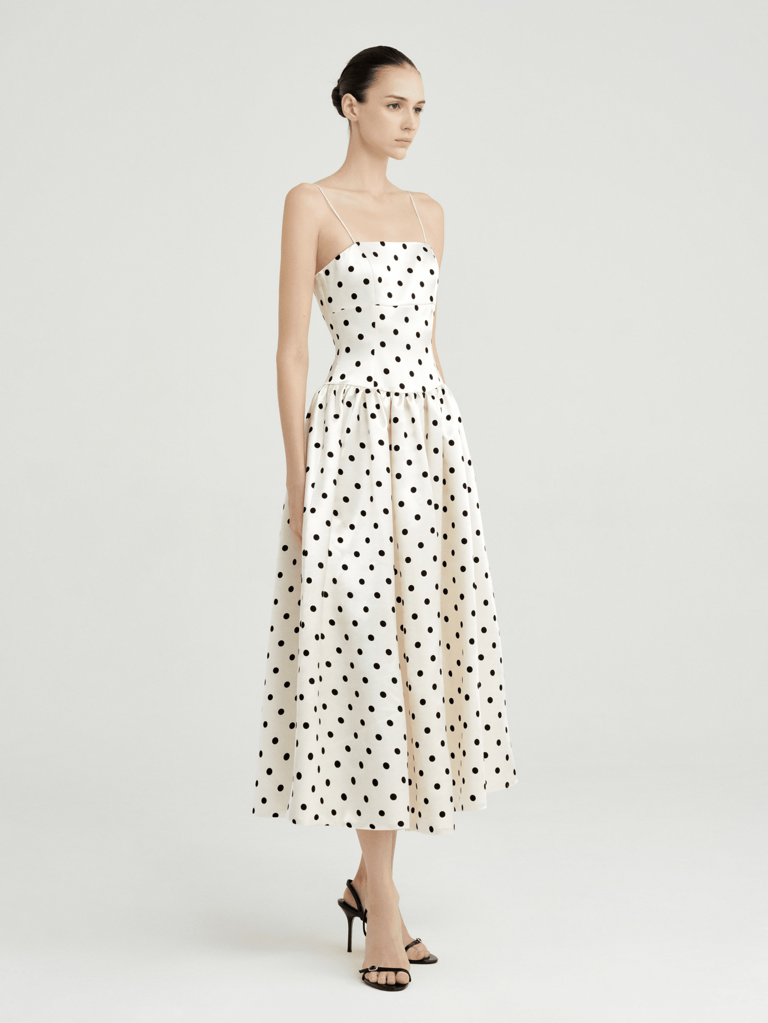 Amelie Polka Dot Satin Dress
