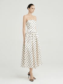 Amelie Polka Dot Satin Dress