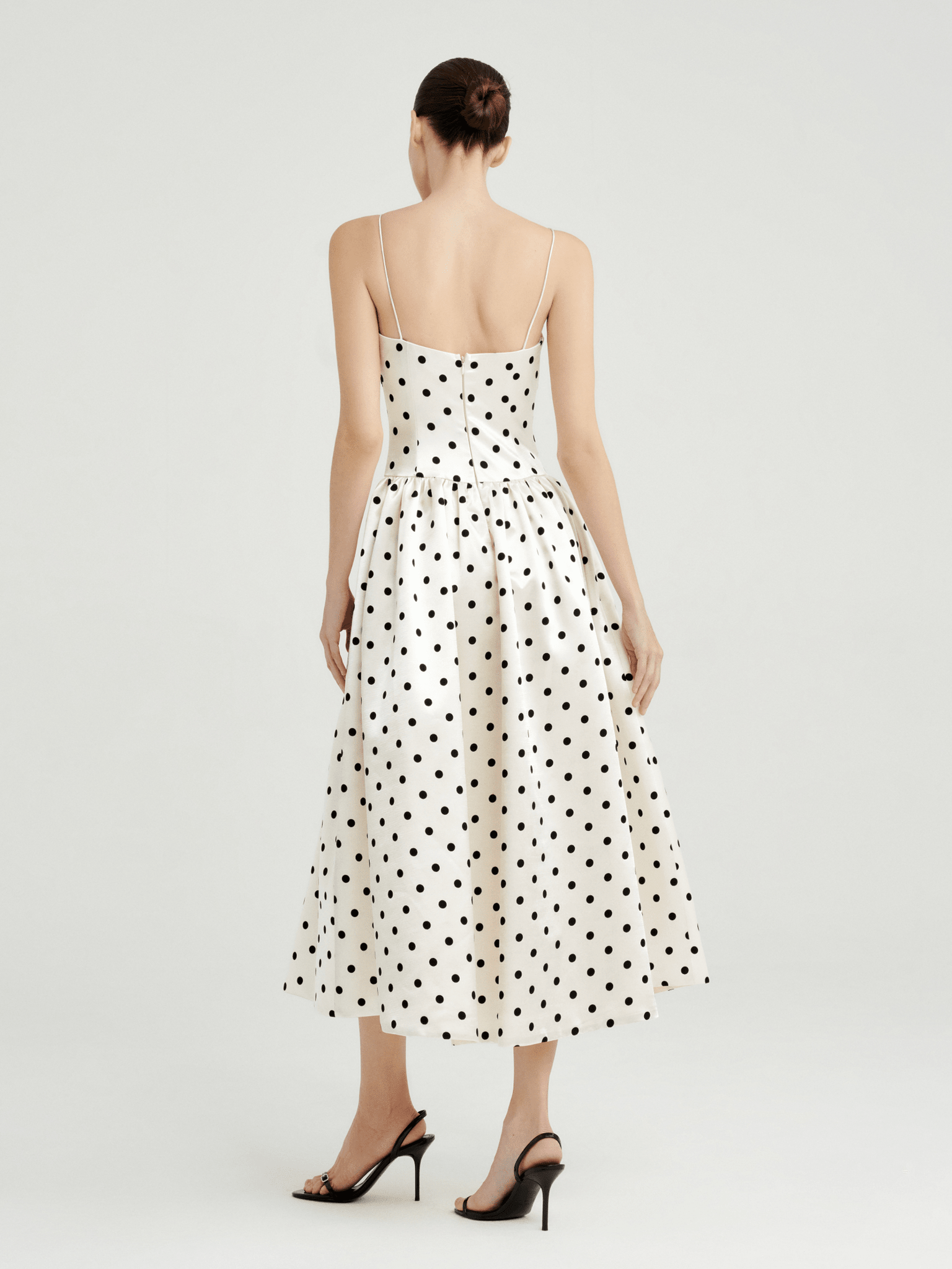 Amelie Polka Dot Satin Dress