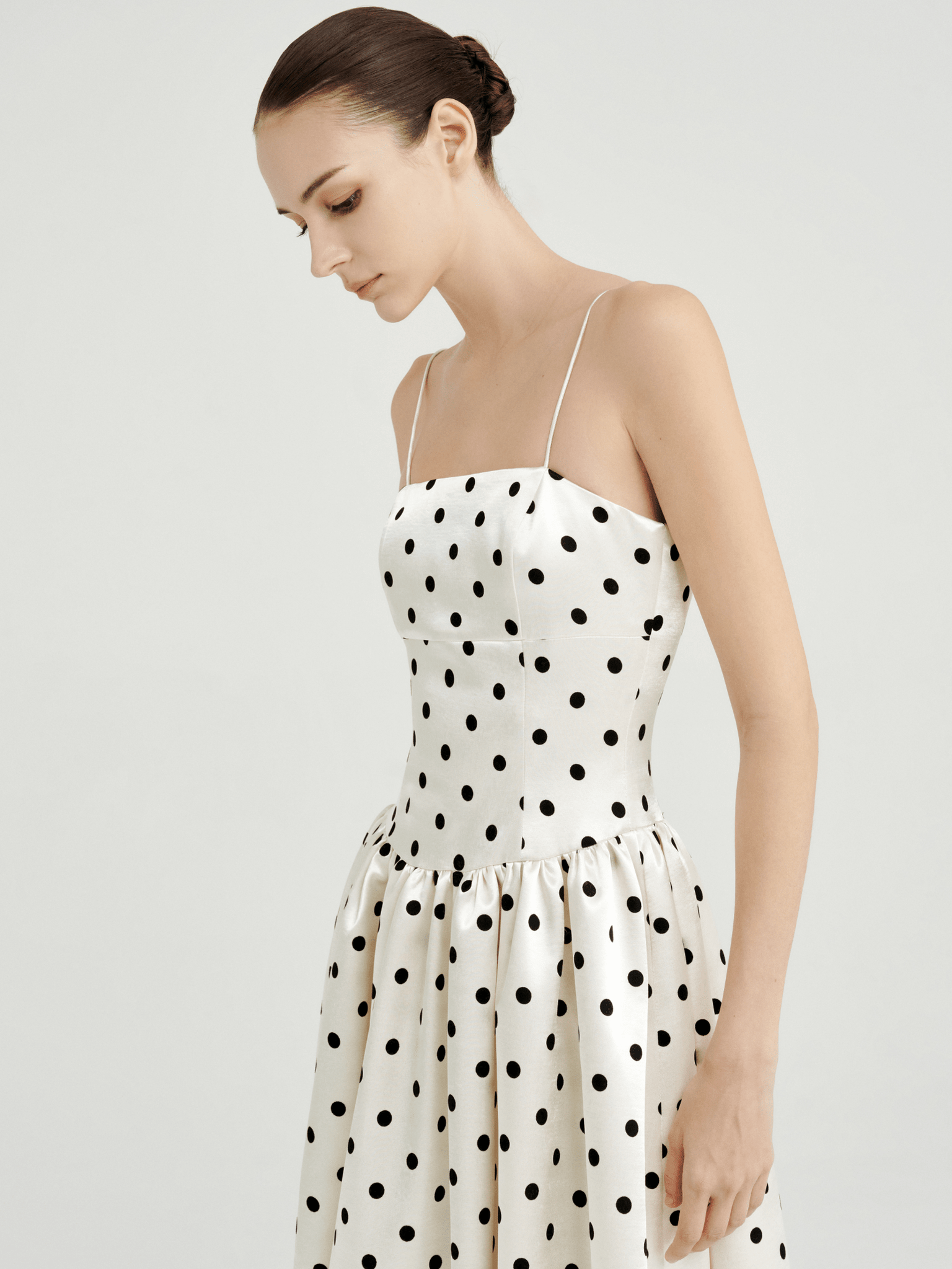 Amelie Polka Dot Satin Dress