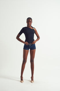 Asymmetric Twist-Gold Eyelets Top