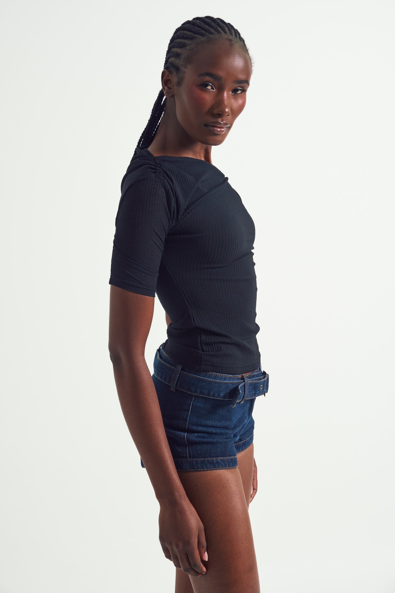 Asymmetric Twist-Gold Eyelets Top