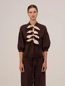 Juggler Brown Polka Dot Blouse