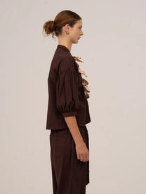Juggler Brown Polka Dot Blouse