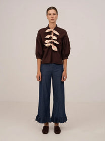 Juggler Brown Polka Dot Blouse