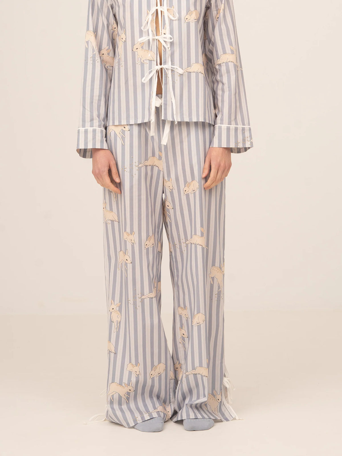 Striped Bambi Blue Print Pajama Pants