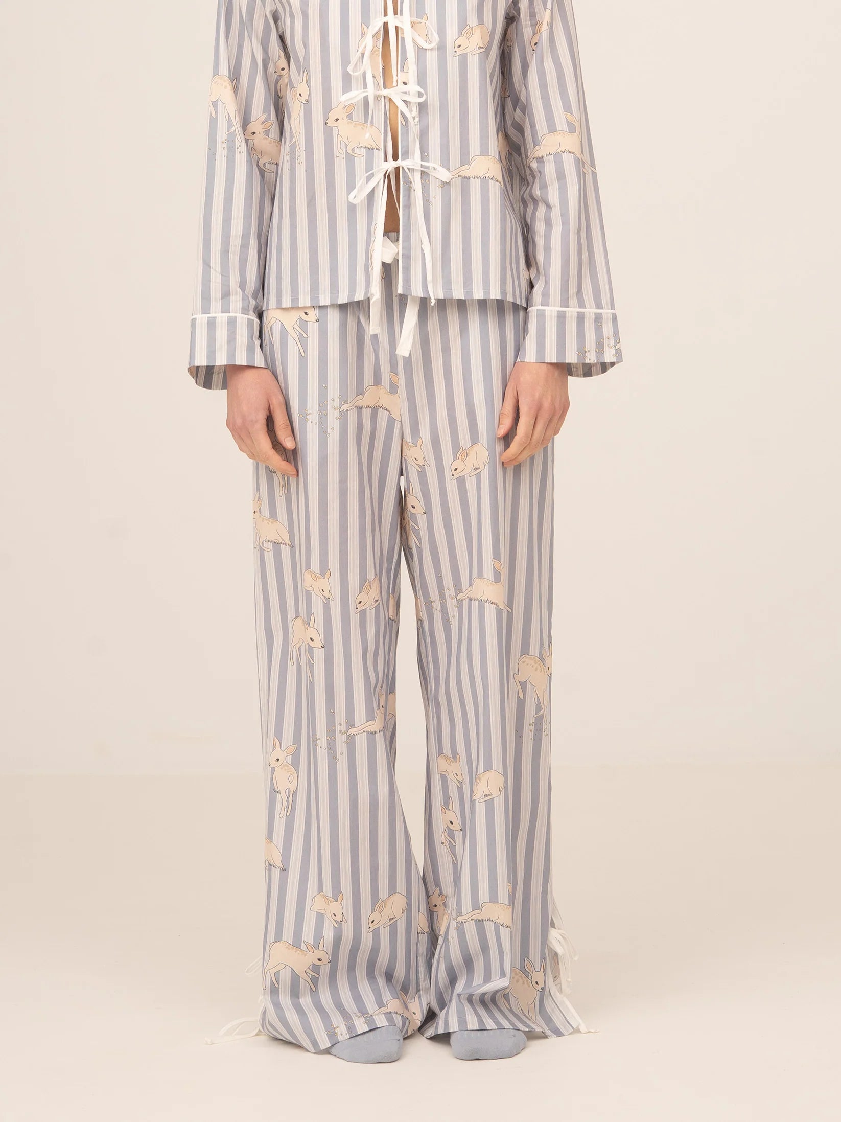 Striped Bambi Blue Print Pajama Pants