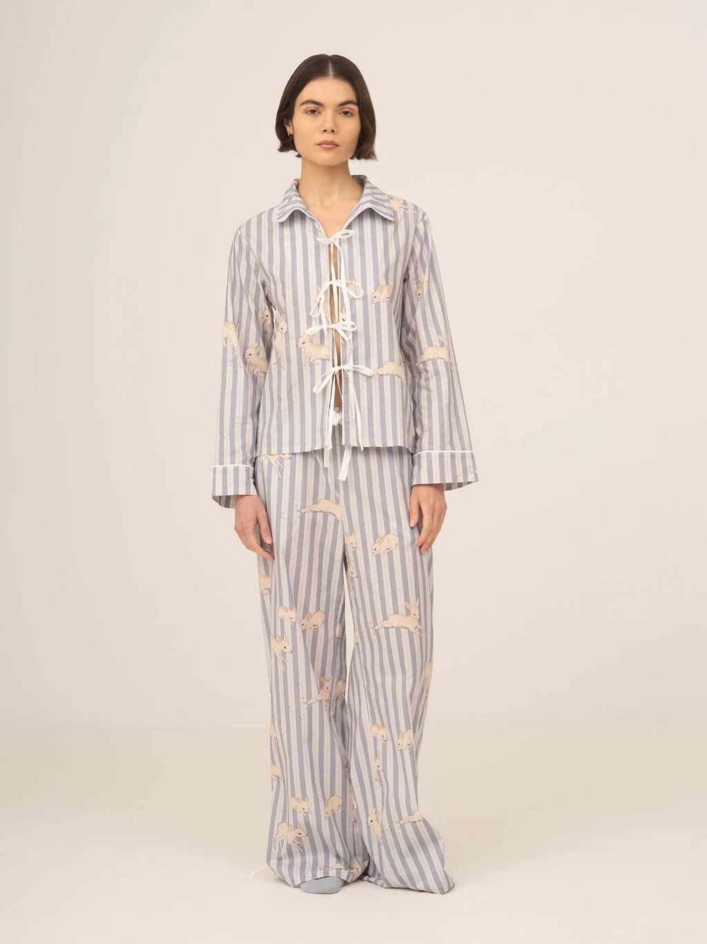 Striped Bambi Blue Print Pajama Pants
