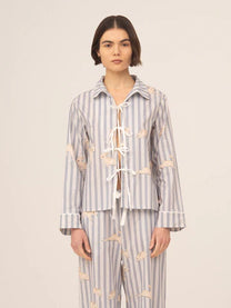 Striped Bambi Blue Print Pajama Shirt