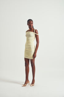 Celeste Ruched Mesh Mini Dress