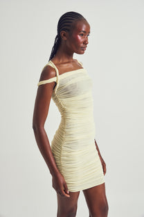 Celeste Ruched Mesh Mini Dress