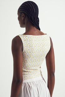 Double Layer Stripe Mesh Buttercup Vest