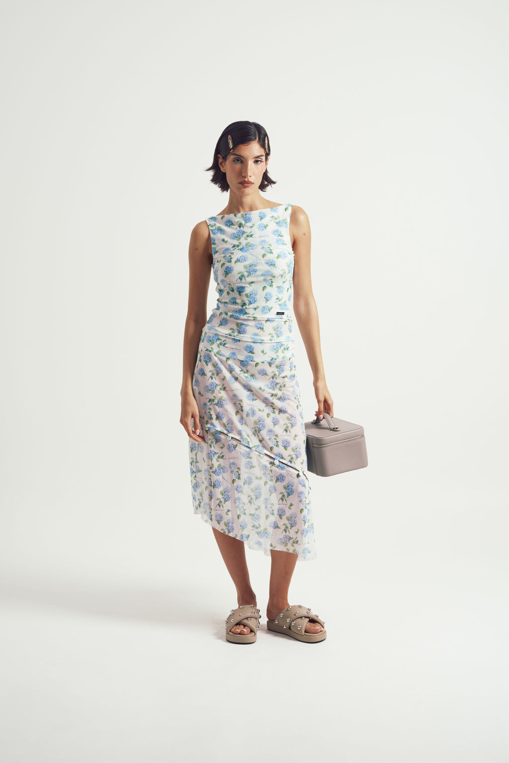 Hydrangea Asymmetric Mesh Skirt