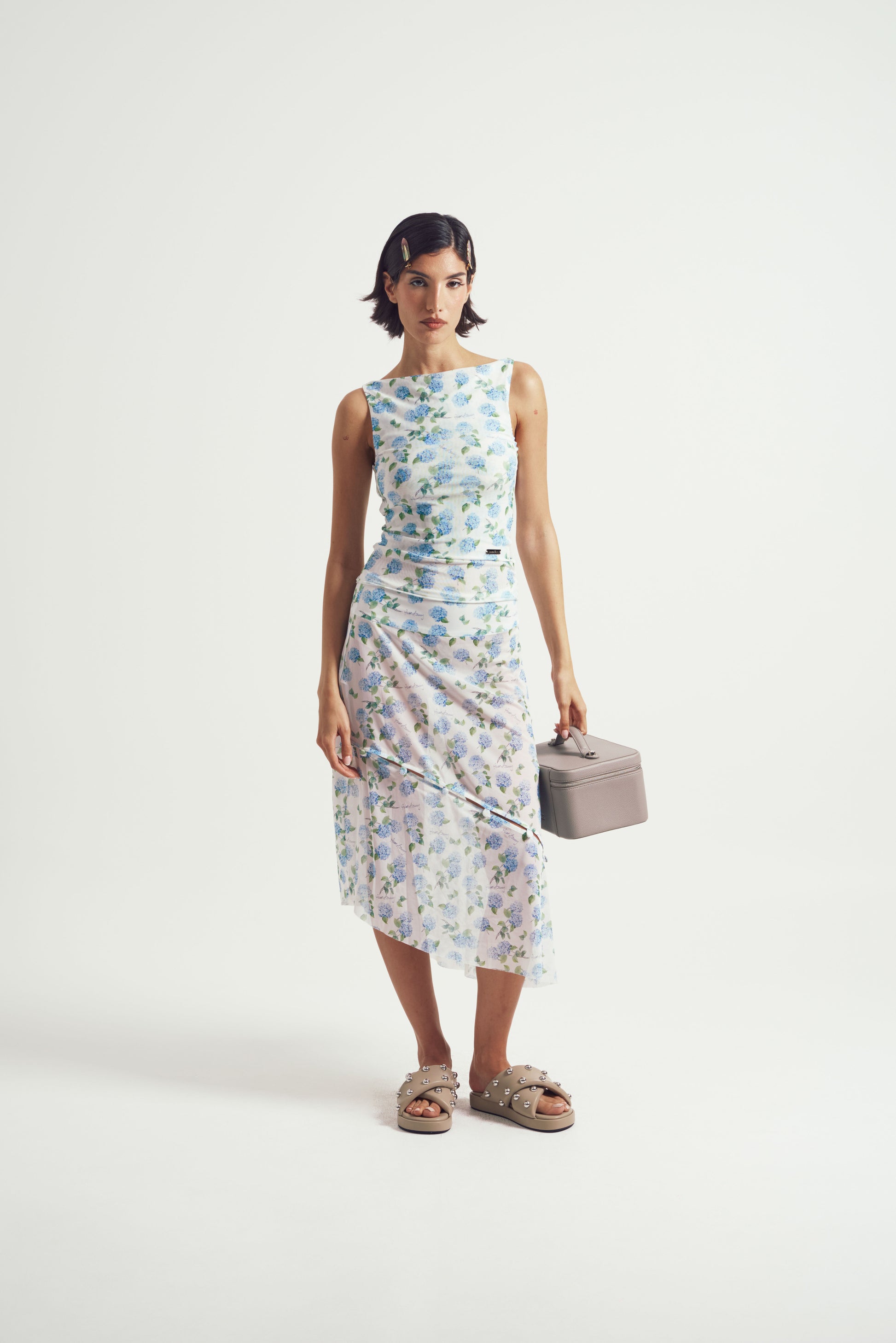 Hydrangea Asymmetric Mesh Skirt
