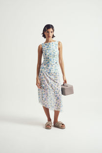 Hydrangea Asymmetric Mesh Skirt