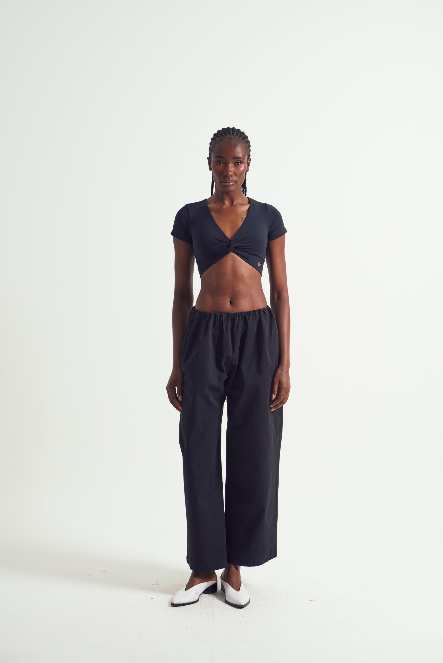 Live Luxe Front Crosses Quarter-Sleeve Crop