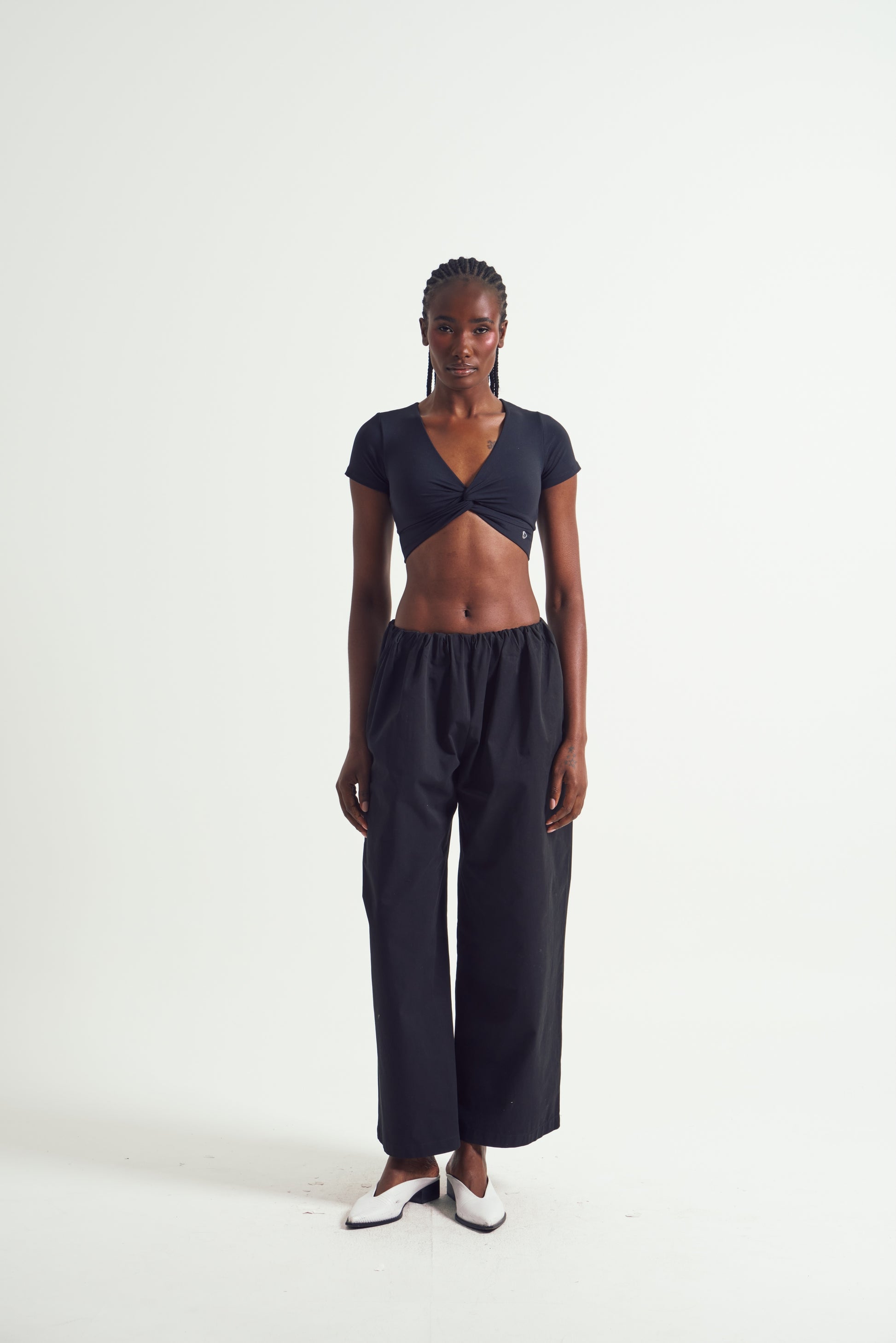 Live Luxe Front Crosses Quarter-Sleeve Crop