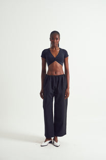 Live Luxe Front Crosses Quarter-Sleeve Crop