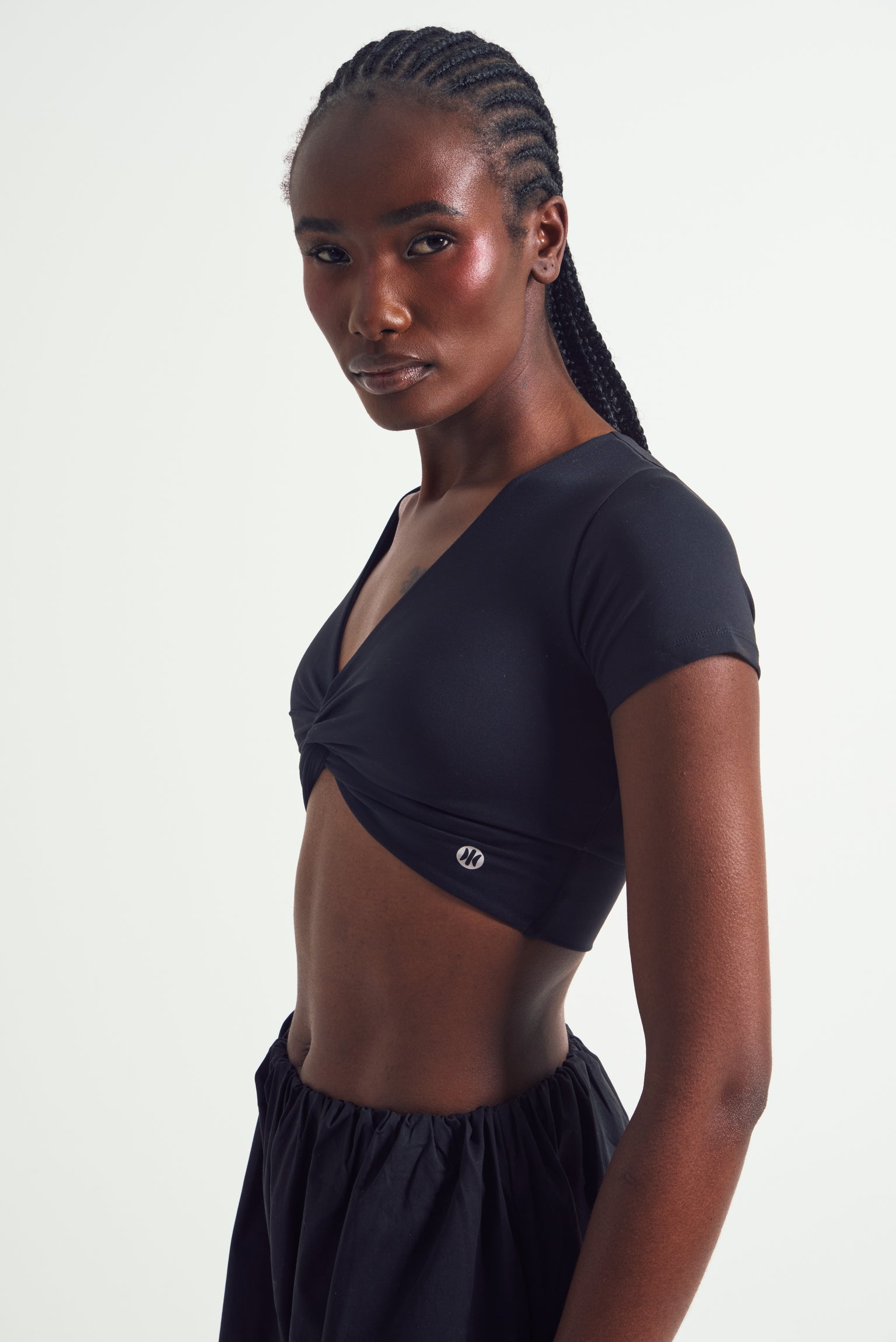 Live Luxe Front Crosses Quarter-Sleeve Crop