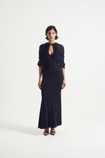 Nocturne Draped Mesh Gown