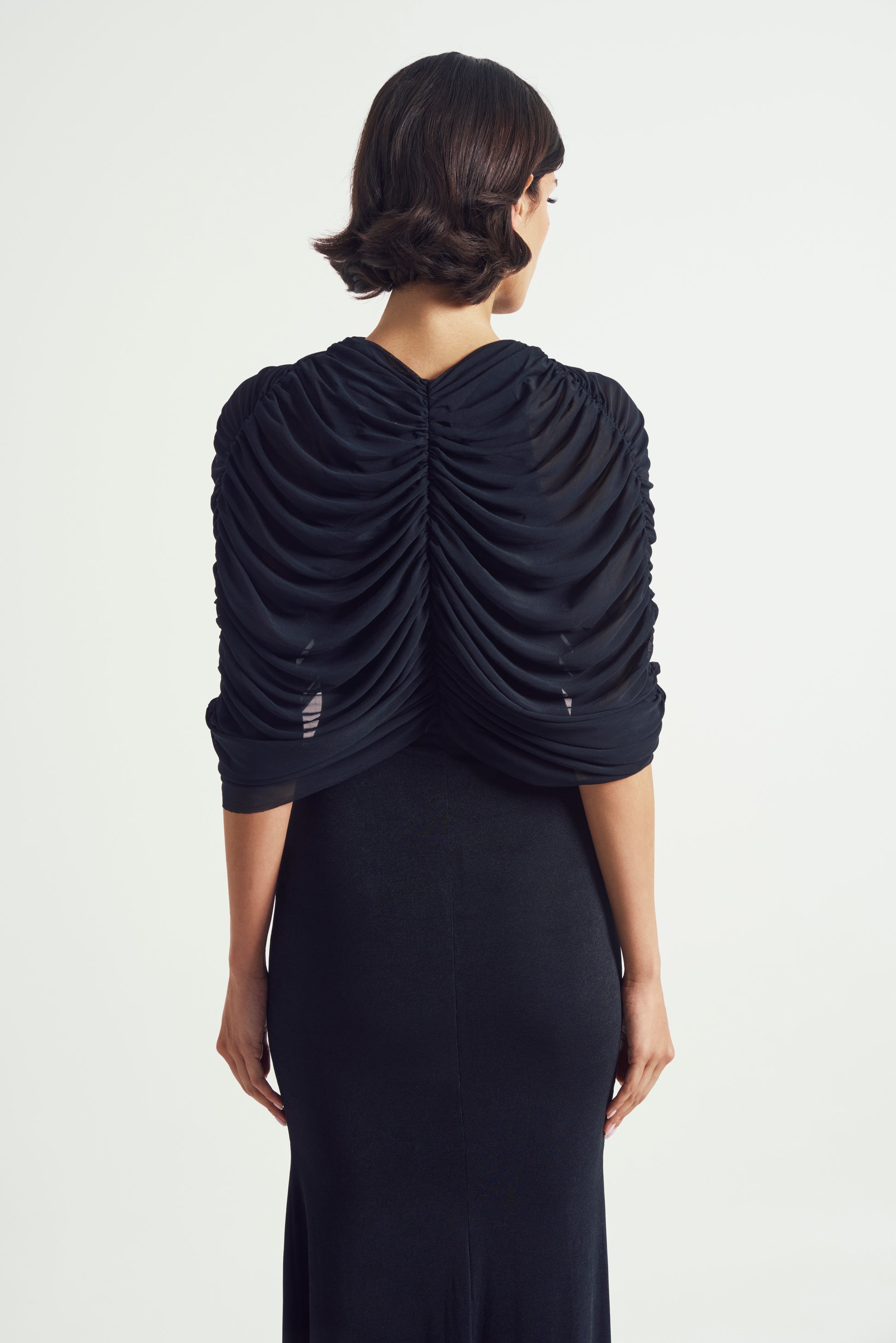 Nocturne Draped Mesh Gown