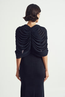 Nocturne Draped Mesh Gown