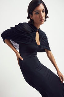 Nocturne Draped Mesh Gown