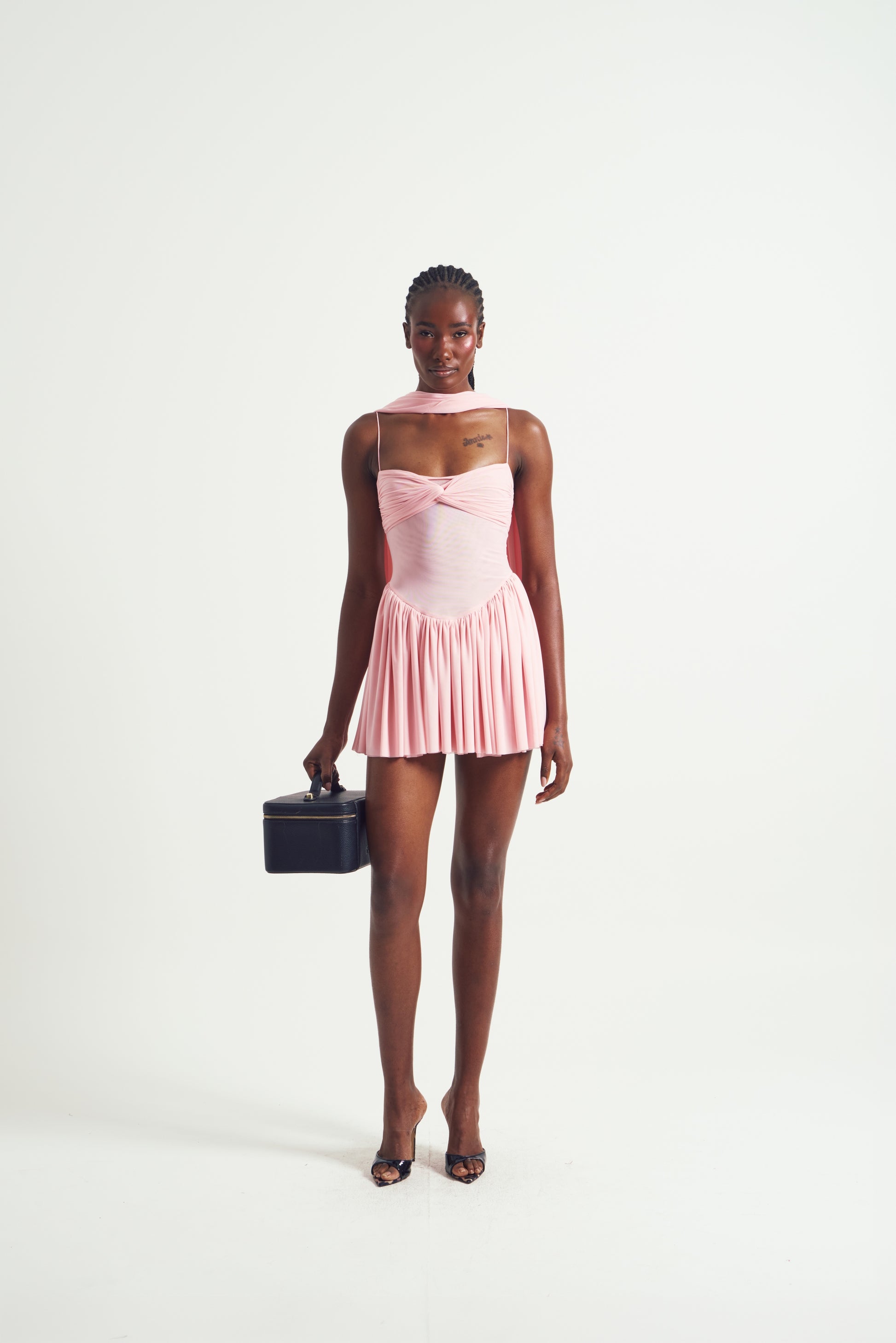 Mesh Ruched Mini Dress