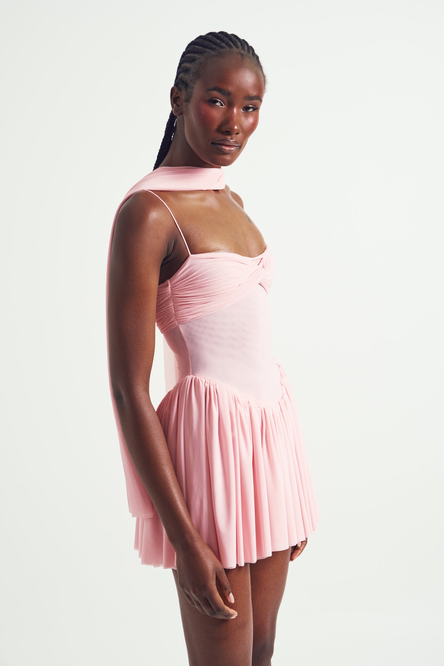 Mesh Ruched Mini Dress
