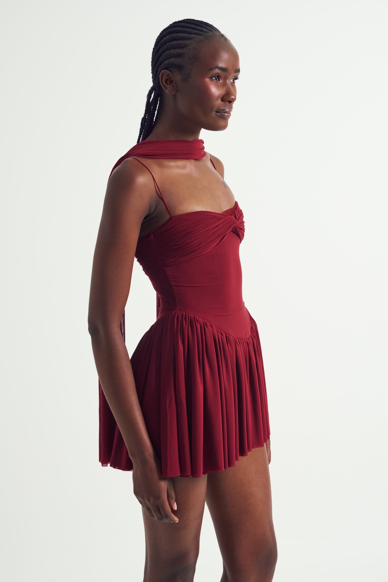 Mesh Ruched Mini Dress