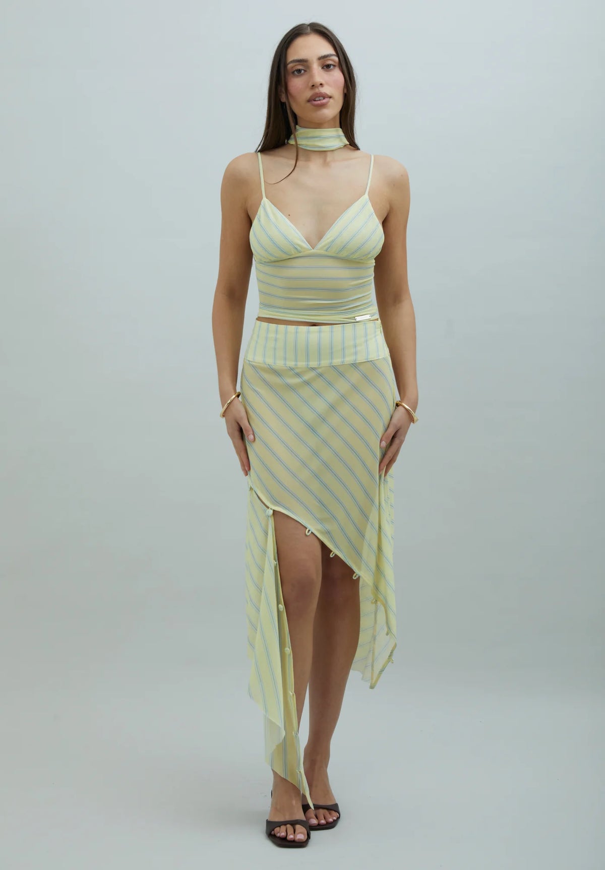Striped Mesh Cami Butter Top