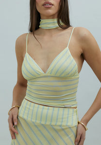 Striped Mesh Cami Butter Top